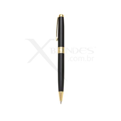 Conheça o Brinde Caneta Corpo de Metal carga Azul com acionamento por Rotação X14398