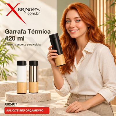 Garrafa Térmica 420 ml com Infusor e Suporte X02407