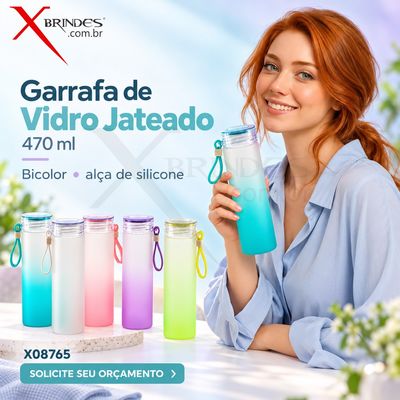Conheça o Brinde Garrafa de Vidro Jateado Bicolor 470 ml