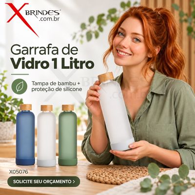 Conheça o Brinde Garrafa de Vidro Borossilicato 1 L com Bambu