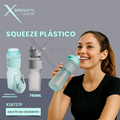 Conheça o Brinde Squeeze plástico com acabamento fosco e capacidade de até 750ml X18737F