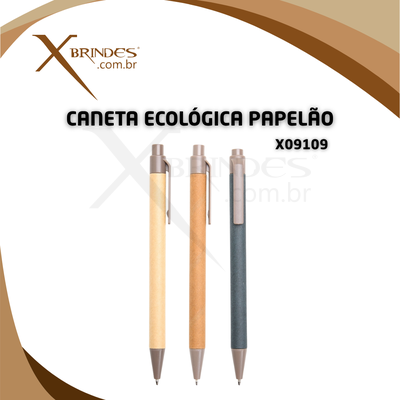 CANETA COM CORPO EM PAPELÃO, PONTEIRA E CLIP EM PLÁSTICO ABS X09109