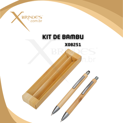 Kit Bambu caneta esferográfica com função touch e lapiseira com acionamento por clique X08251