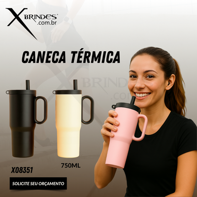 Conheça o Brinde Caneca Térmica em inox 304 com pintura eletrostática X08351