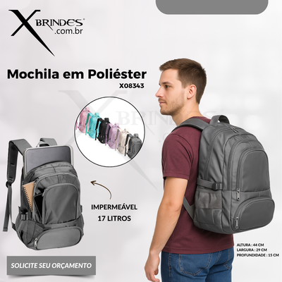Conheça o Brinde Mochila Em Poliéster Impermeável Com 17 Litros De Capacidade X08343