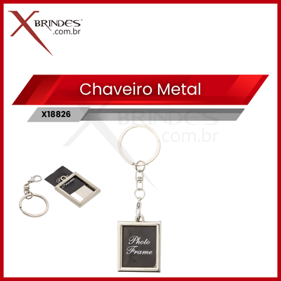 Chaveiro porta-foto em inox com formato retangular X18826