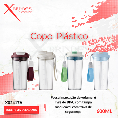 Copo em Plástico com 600 ML livre de BPA X02417A