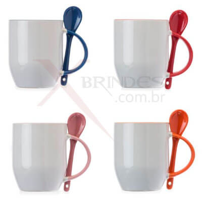 Conheça o Brinde CANECA DE CERAMICA C/ COLHER