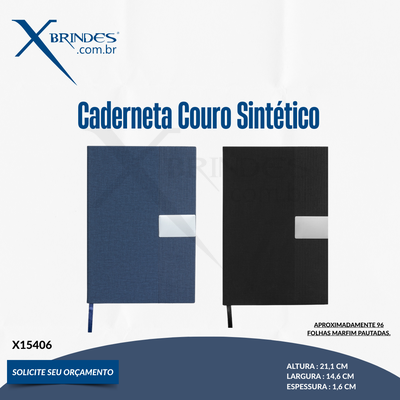 Caderneta de capa em couro sintético com detalhes texturizados X15406