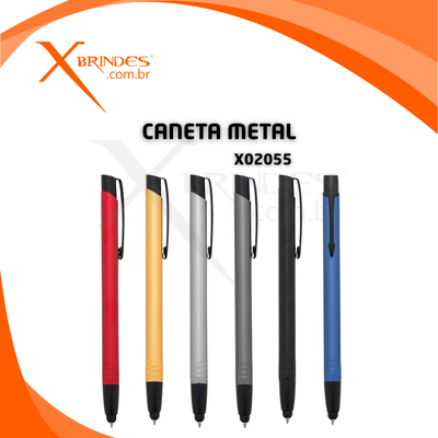 Conheça o Brinde Caneta Corpo Em Metal Com Carga Azul E Ponteira Touch X02055