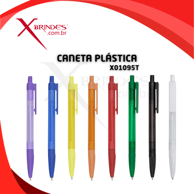 Conheça o Brinde CANETA PLÁSTICA TRANSLUCIDA COLORIDA COM ACIONAMENTO POR CLIQUE X01095T 