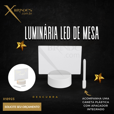 Conheça o Brinde LUMINÁRIA QUADRO DE ANOTAÇÕES COM USB INTEGRADO E CANETA X18923
