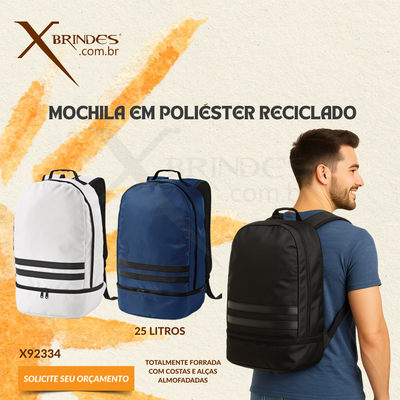 Conheça o Brinde Mochila em Poliéster Reciclado com Capacidade de 25 Litros X92334