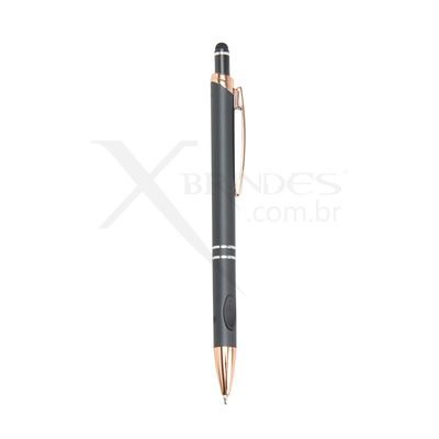 Conheça o Brinde CANETA METAL TOUCH  COM CARGA AZUL E GRIPS DE BORRACHA X06086B