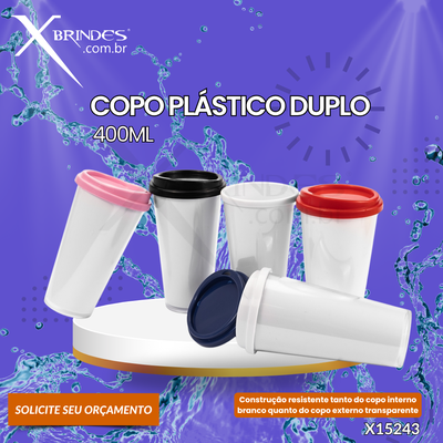 Conheça o Brinde COPO PLÁSTICO DE CAMADA DUPLA COM CAPACIDADE DE 400ML X15243