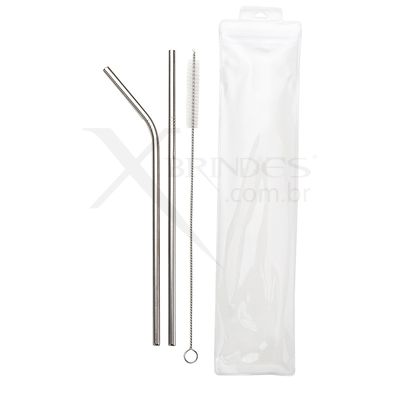Conheça o Brinde Kit 2 Canudos E 1 Limpador  Aço Inox