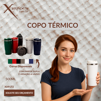 Copo térmico em inox 304 com capacidade de até 500ml X09172