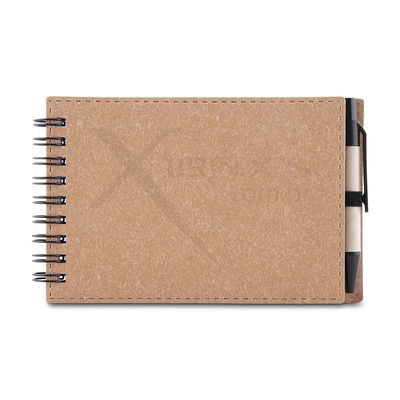 Bloco de notas com capa dura em papelão com caneta X15365