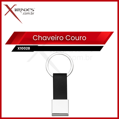 Chaveiro de metal quadrado com alça de couro X10028 