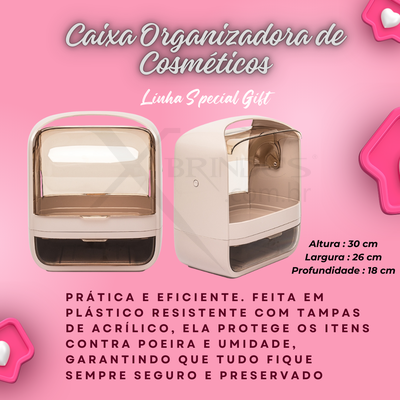 Caixa Organizadora de Cosméticos plástico resistente com tampas de acrílico X08030