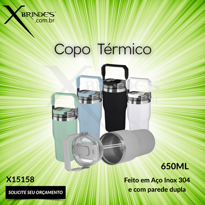 Copo Térmico de 650ml, feito em Aço Inox 304 com Parede Dupla X15158