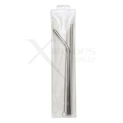 Conheça o Brinde Kit 2 Canudos E 1 Limpador  Aço Inox
