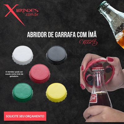 Conheça o Brinde ABRIDOR DE GARRAFA 2 EM 1 FEITO EM METAL COM IMÃ X13324B