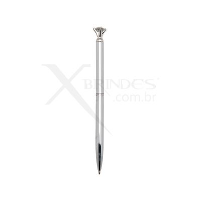 Conheça o Brinde Caneta de Metal Com detalhe Diamante e Acionamento por Rotação X14657