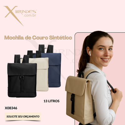 Mochila em Couro Sintético com Capacidade de 13 litros X08346