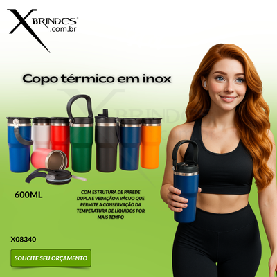 Copo térmico em inox com capacidade máxima de 600ml X08340