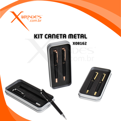 Kit de Caneta de Metal Esferográfica e Roller X08162 