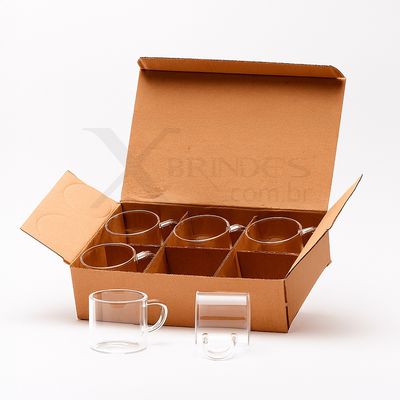 Conheça o Brinde kit com seis xícaras feita em vidro borossilicato com Capacidade de 100ML cada X08295