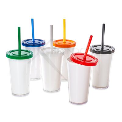 Copo Acrílico 500Ml Com Canudo