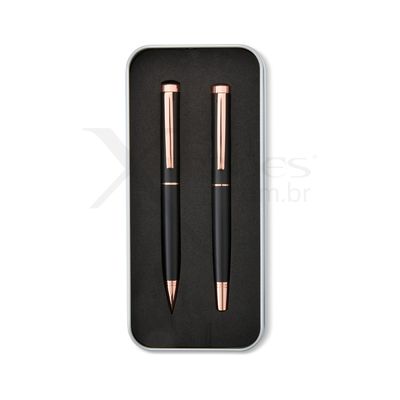 Conheça o Brinde Kit de Caneta de Metal Esferográfica e Roller X08162 