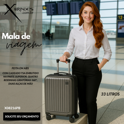 Mala de viagem feita em ABS com capacidade de até 33 litros X08216PB