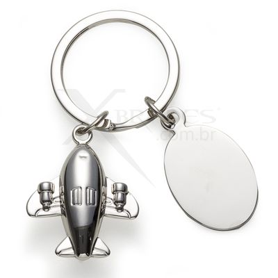 Chaveiro de Metal Brilhante em Formato de Avião X12085