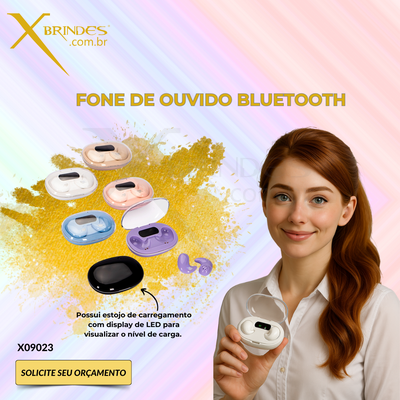 FONE DE OUVIDO BLUETOOTH COM CASE CARREGADOR X09023