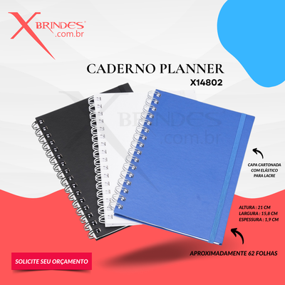 Conheça o Brinde Caderno planner feito em capa cartonada com elástico para lacre X14802