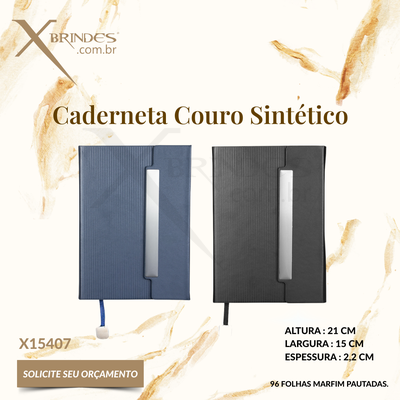CADERNETA COM CAPA EM COURO SINTÉTICO LEVEMENTE TEXTURIZADA X15407