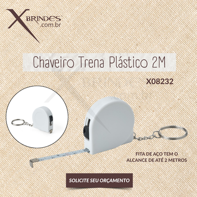Conheça o Brinde CHAVEIRO TRENA DE PLÁSTICO COM FITA DE 2 METROS X08232 