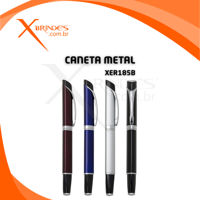 Conheça o Brinde Caneta Corpo de Metal Triangular Esferográfica azul XER185B