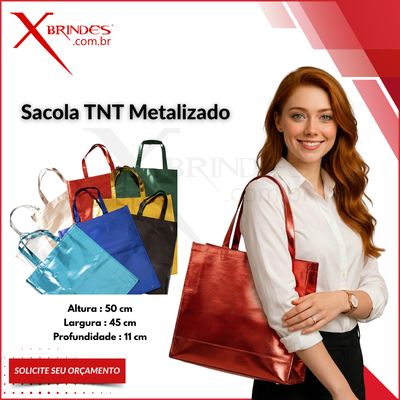 Sacola confeccionada em TNT Metalizada 50x45 X09143