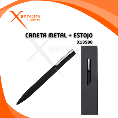 Conheça o Brinde Caneta corpo de Metal Carga esferográfica azul e com Estojo X13580
