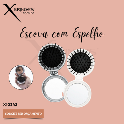 Escova com espelho redonda em plástico Resistente X10342 
