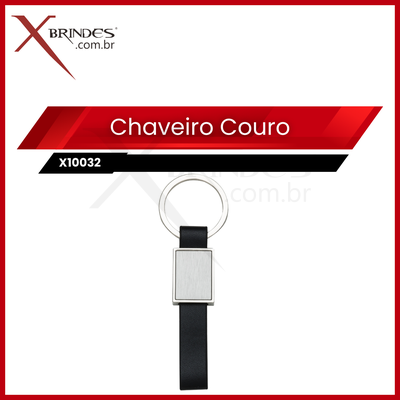 Chaveiro em formato retangular com alça de couro sintético X10032