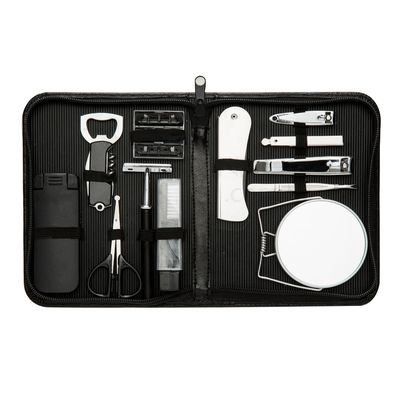 Conheça o Brinde Kit masculino com 12 peças em estojo de couro X10124 