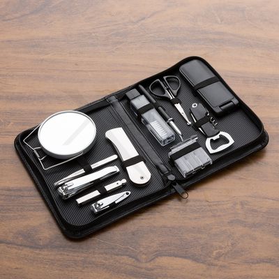 Conheça o Brinde Kit masculino 12 peças em estojo de couro