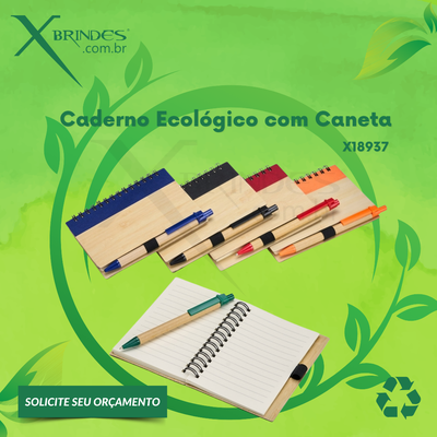 Conheça o Brinde CADERNO ECOLÓGICO COM CAPA DE CASCA DE BAMBU E CANETA X18937