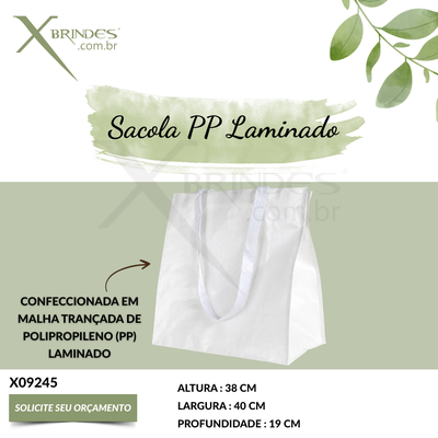 Sacola confeccionada em malha trançada (PP) laminado X09245