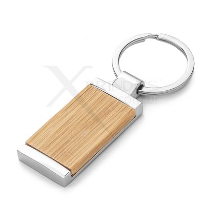 Chaveiro Retangular em Bambu  com detalhe de Metal X15003